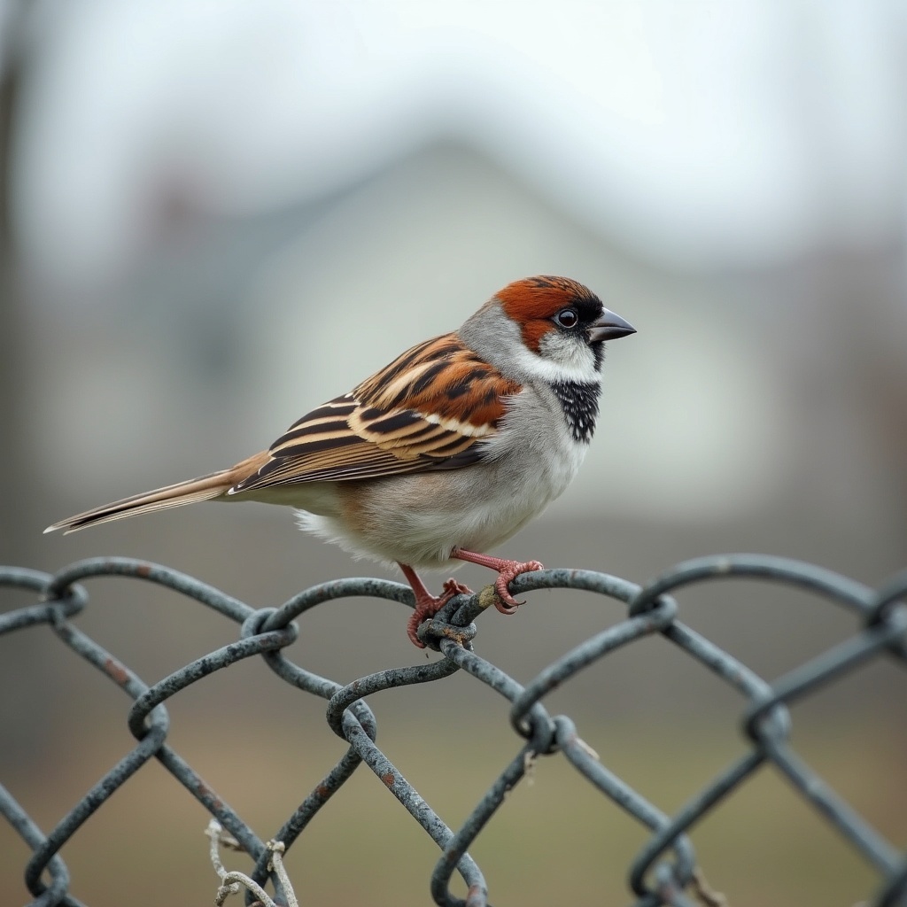 A sparrow on a fence